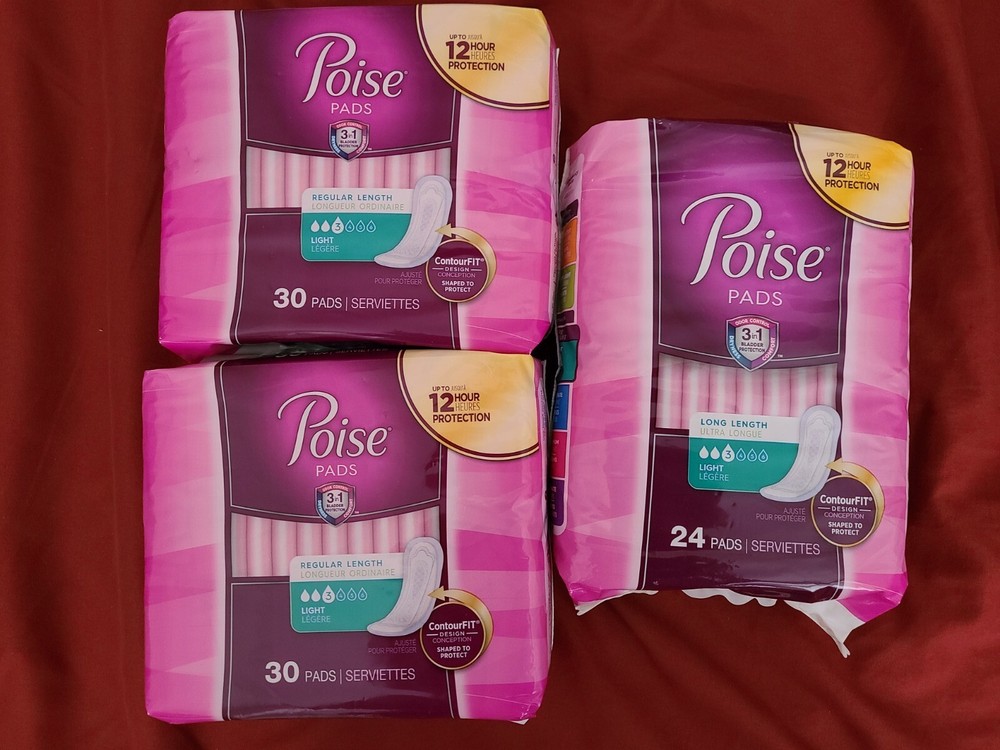 Poise regular Pads 2 packs and long pads x1