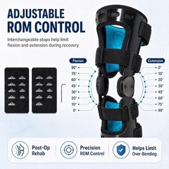 ROM Hinged Knee Brace Adjustable Support for ACL/MCL/PCL Injuries – Right Large