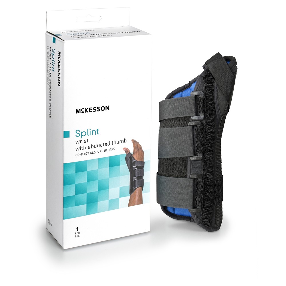 McKesson Hook and Loop Strap Wrist Brace with Abducted Thumb for Left Hand