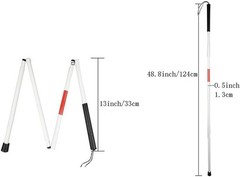 Folding Aluminum Walking Cane For Blind – 4-Section Reflective Red Lightweight