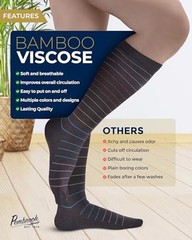 Bamboo Viscose Light Large Colorful Stripes (Navy/Dark Grey/Light Grey)