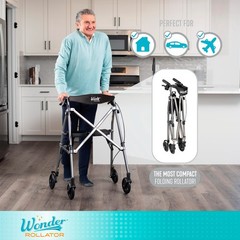 Lightweight Folding Rollator Walker with Seat for Seniors, 4-Wheel Mobility Aid,
