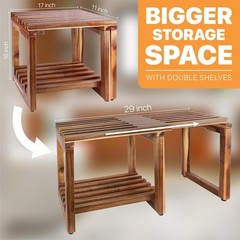 Customizable 29-Inch Shower Bench in Acacia Wood – Easy Assembly and Elegance