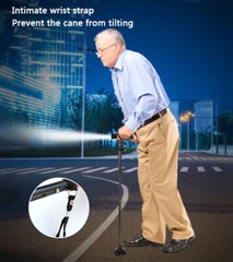 Retractable LED Walking Stick With Alarm Non-Slip Adjustable Safety Walking Cane