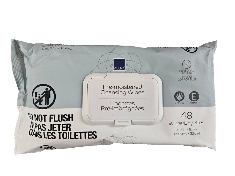ABENA Pre-Moistened Cleansing Wipes 11.2″ x 8.7″ 48ct ( 2 packages )