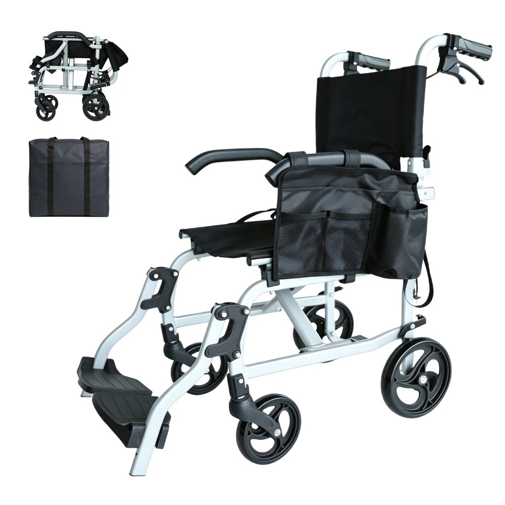 Small Folding Lightweight Aluminum Wheelchair,Weight Only 18 Lbs,Capacity 275Lbs