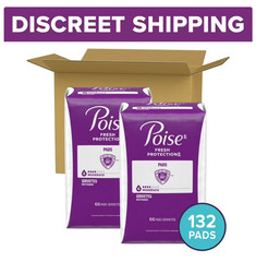 Poise Incontinence Pads, 4 Drop Moderate Absorbency, Regular Length 132 Count