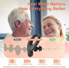 Royal Hearing , Hearing Aids for Seniors with Bluetooth F-AID Black With Case.