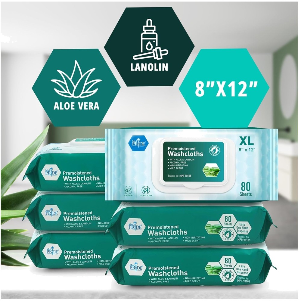 XL Disposable Adult Washcloths 480ct, Aloe Vera