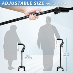 Adjustable 4-Pronged Walking Cane for Seniors – Stability & Comfort (32-37.5 in)