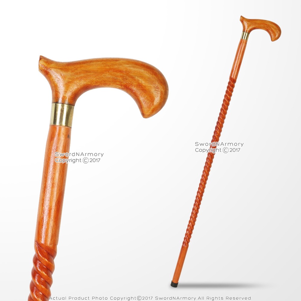 Handcrafted 36″ Eucalyptus Wooden Gentlemen Walking Cane Stick With Brass Collar