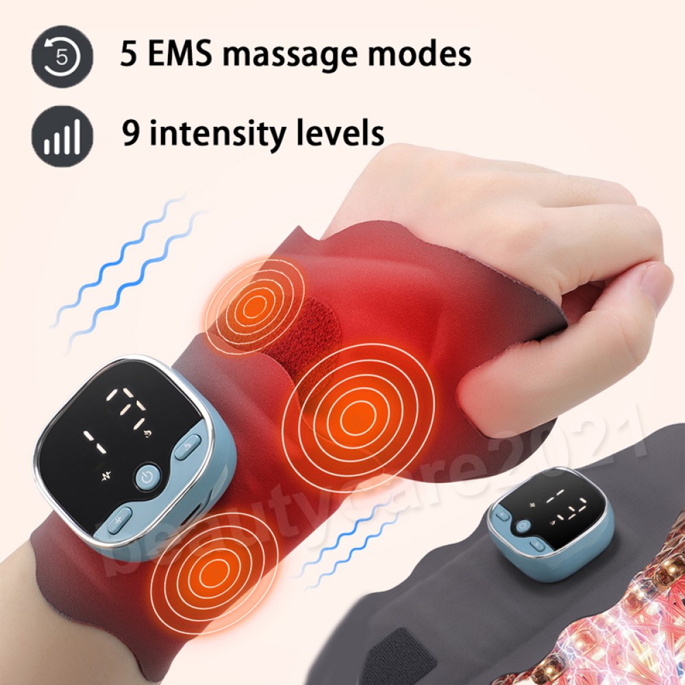 Cordless Hand Wrist Massager Pain Relief with 5 Heat Levels & 3 Vibration Modes