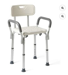 Guardian Folding Shower Chair Backrest Padded Arms Non-Slip Adjustable 16-21″