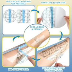 50 Pieces Waterproof Adhesive Bandages Transparent Stretch 4 x 4 Inch