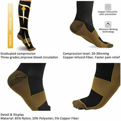 Copper Closed Toe Compression Socks Leg Calf Ankle Support Men Women S-XL