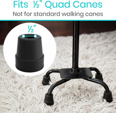 Vive Quad Cane Tips – Heavy Duty 1/2 Inch Replacement Rubber Foot – Black