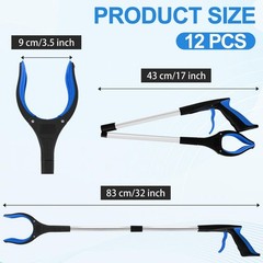12-Piece Heavy-Duty Trash Grabber Tool Set – 32″ Telescopic Ergonomic Handle, No