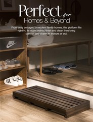 One Step Stool for Elderly (35″ Length) – Acacia Wood High Riser Step Stool w…