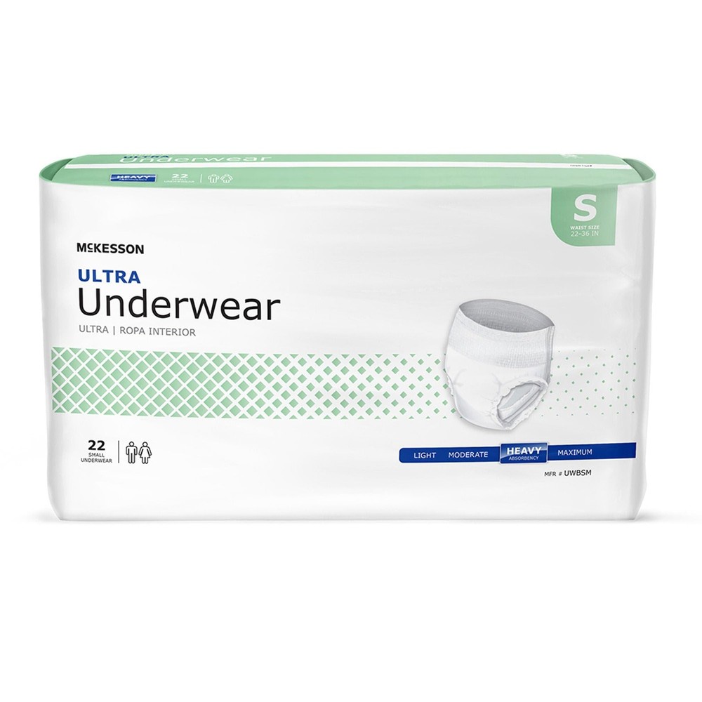 McKesson Ultra Adult Incontinence Underwear, Heavy Small (88 Count), White