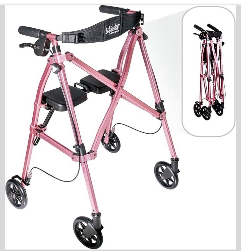 Stander Wonder Able Life Foldable Rollator Walker Regal Rose-4250RR-CB