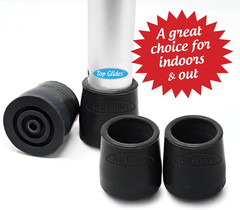Steel-Reinforced Walker, Commode, and Bath Bench Replacement Rubber Tips, Black,