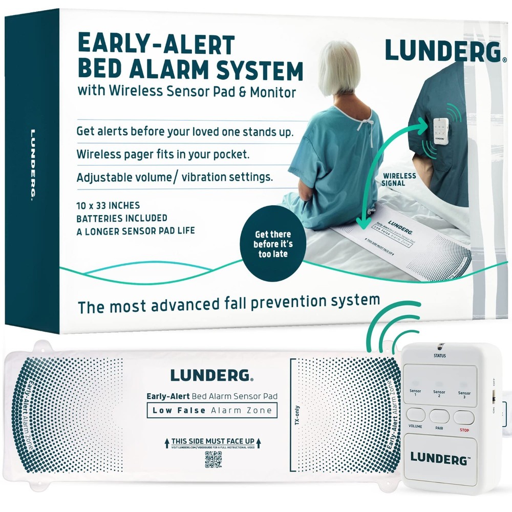 Lunderg Early Alert Bed Alarm Elderly Adults Wireless Sensor Pad/Pager Open Box