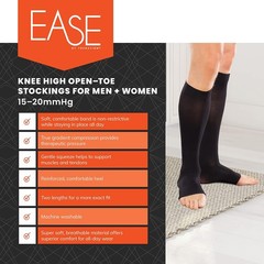 Therafirm Ease Open-Toe Knee High 15-20mmHg (Black, Large Short)
