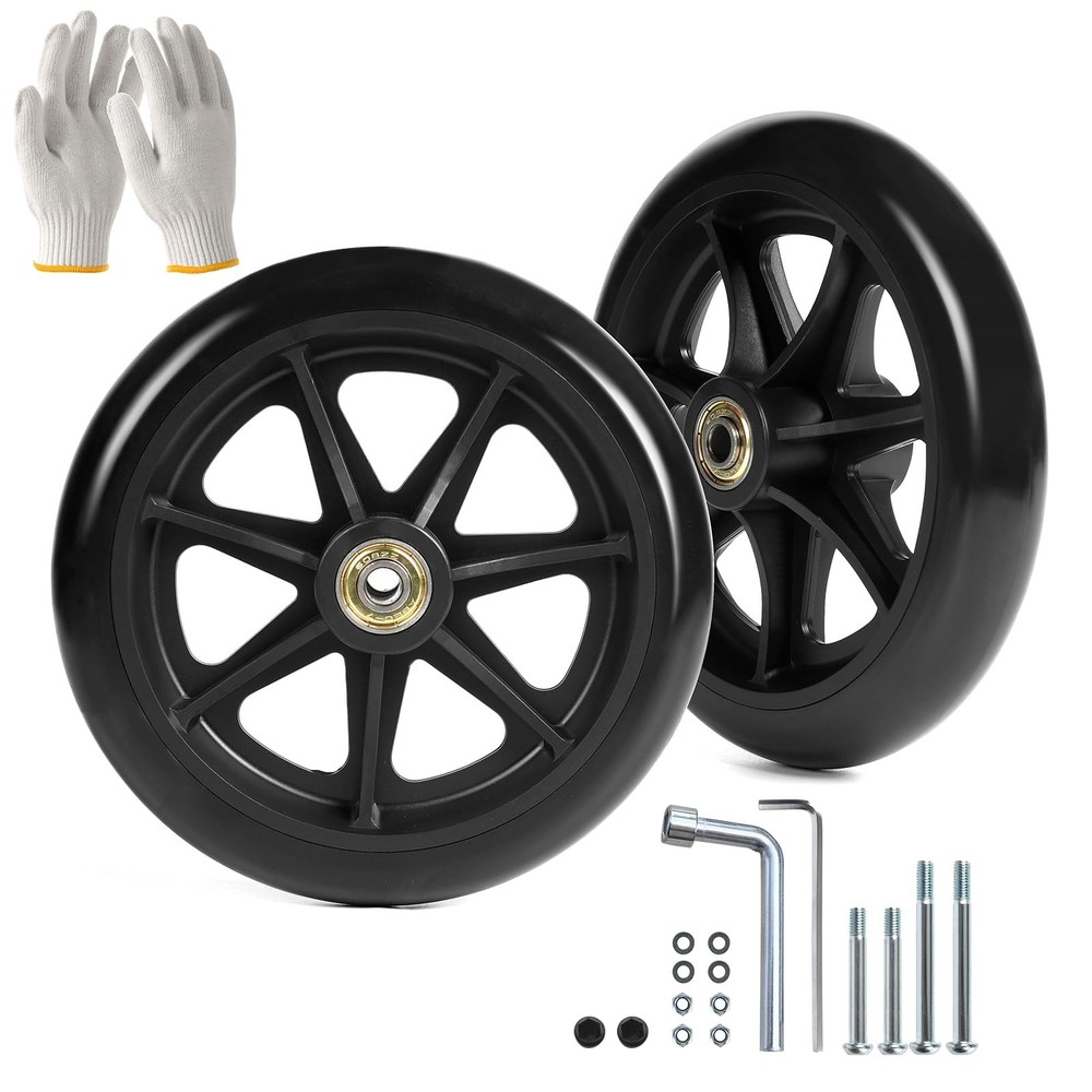 WEIJIA 6 Inch Wheelchair Wheels (1 Pair) – Replacement 6 Inch, Black