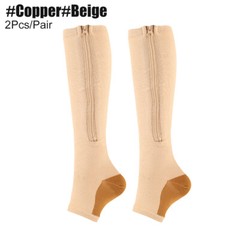 Unisex Compression Socks with Zipper Open Toe Knee Length Stockings Men Women US