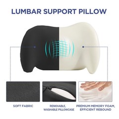 Lumbar Support Pillow for Office Chair, Car Lower Back A-black