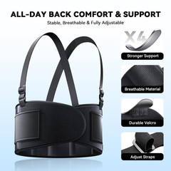 Work Back Brace for Men & Women, Adjustable Lower Back Support Belt for Sciatica