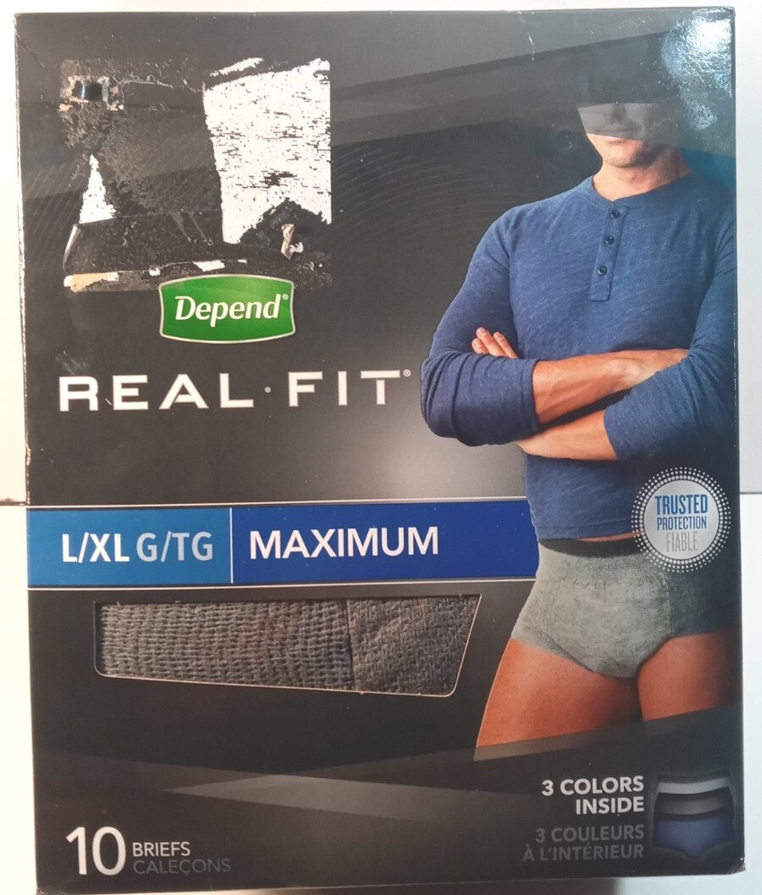 Depends® Real Fit® Briefs for Men (Size: Large/Extra Large 38 – 50″) 10 Pack*
