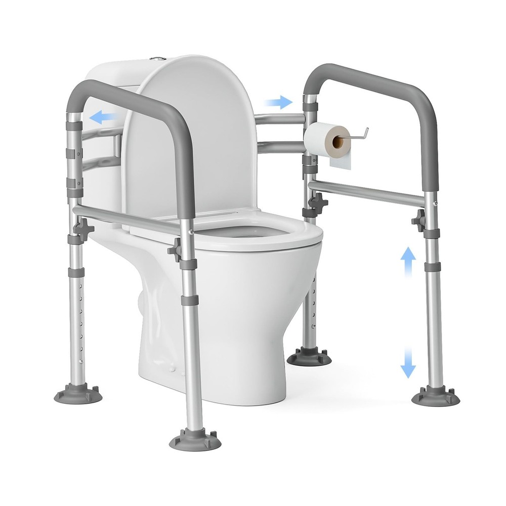 Loyoda Foldable Toilet Safety Rails for Seniors – Adjustable Toilet Safety Fr…