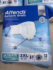 Attends Bariatric Briefs 2XL Ultimate Disposable 3 Packs = 36 in Total. NEW