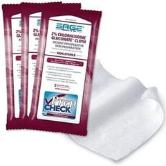 Sage Products 2% Chlorhexidine Gluconate PreOp Prep – 3 Packs= 6 Cloths Total