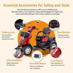 4-Wheel Electric Powered 2-Seat Mobility Scooter 3-Speed Mode for Seniors