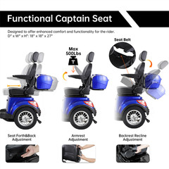 800W 4-Wheel Heavy Duty Mobility Scooter 60V/20Ah 31 Miles for Seniors 500lbs