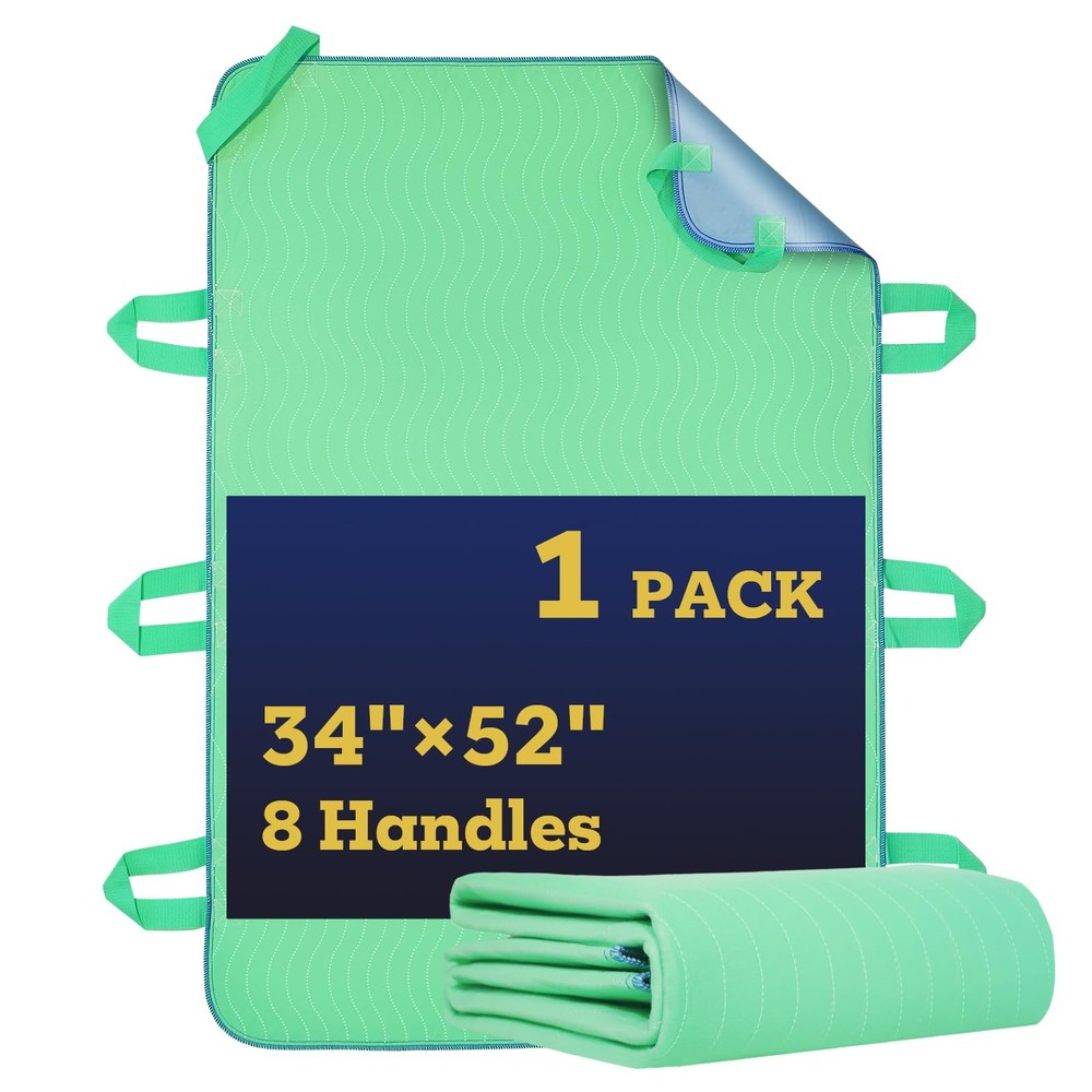 1 PCS 34×52 Inch Washable Positioning Bed Pad 8 Handles Waterproof Underpads