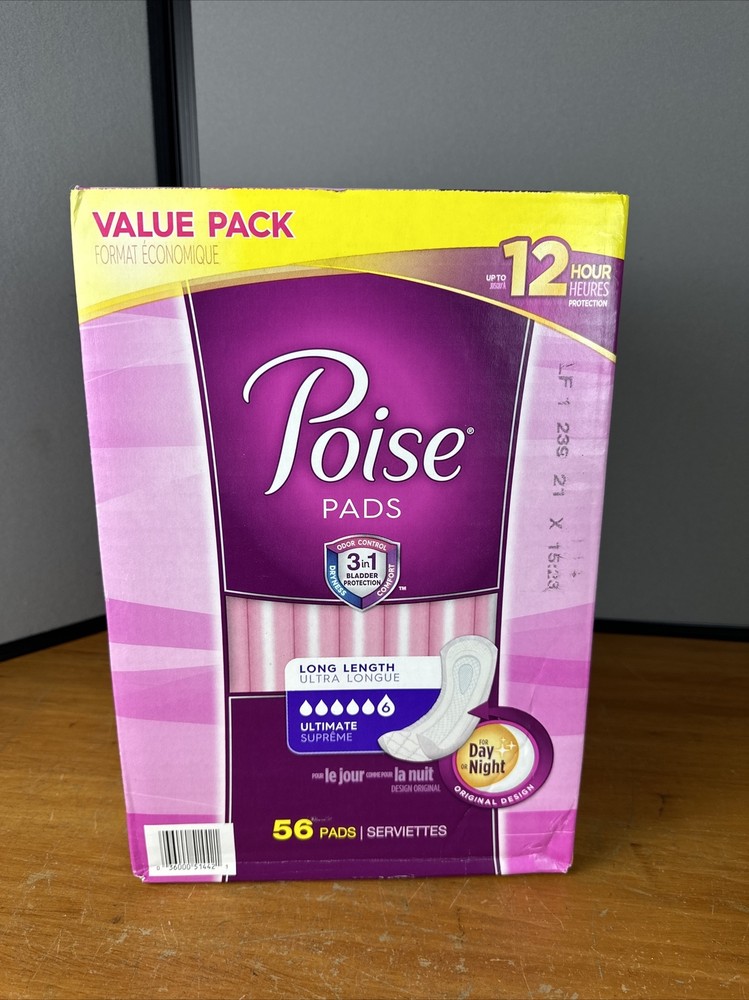 Poise Female Incontinent Pad Long Length 15.5 Inch Length 51442 Ultimate 56 Ct