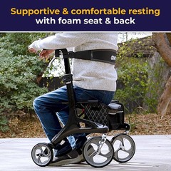 Drive Medical Nitro Elite CF Carbon Fiber Rollator Walker Chair with Brake Black