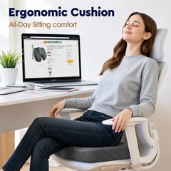 TushGuard Seat Cushion – Memory Foam Sitting Pillow for Office Chair, Car Seat,