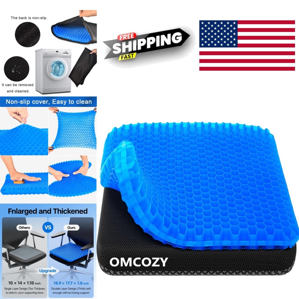 Gel Seat Cushion Cooling Honeycomb Design 18.9 Inch Thick Breathable Pad