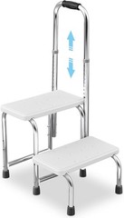 Adjustable 2 Step Stool with Handle Non-Slip Medical Step Platform Heavy