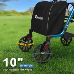 FlyingJoy Rollator Walker-4-Wheels Trolley for Elderly & Shopping Up to 300 LBS