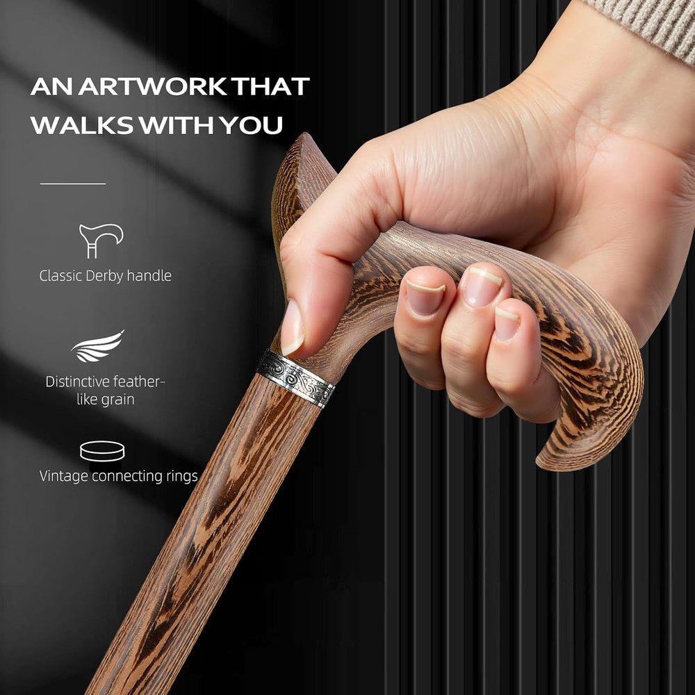 Walking Cane, Available in Multiple Inches Wooden Cane Support up to 300 Lbs,…