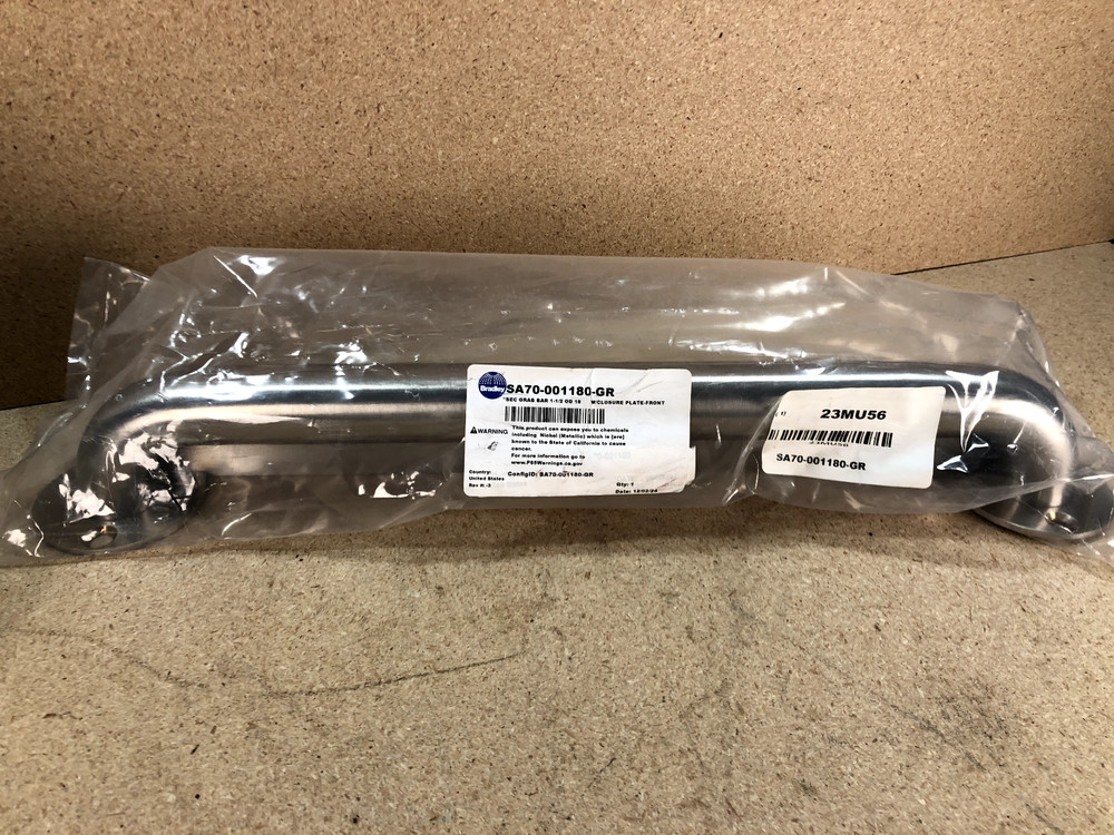 Bradley Grab Bar: Straight, 18 in Lg, 1 1/2 in Dia Stainless Steel Closure Plate