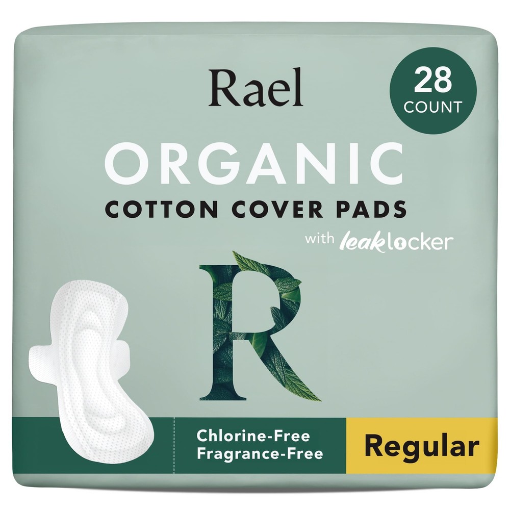 Rael Organic Cotton Cover Pads – Regular Absorbency, 28 Count (Pack of 1)
