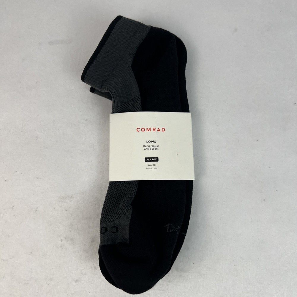 NWT Comrad Lows Black Compression Socks Ankle Height Men’s XL 13-15 Comfort