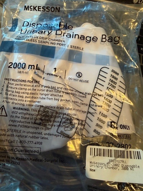 Lot of 4 McKesson Disposable Urinary Drainage Bags 2000 ml