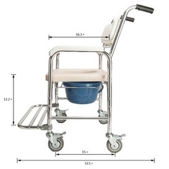 4 in 1 Commode Chair 300lbs Aluminum Shower Wheelchair Bath Seat Medical Elderly